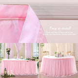 6ft Pink Tulle Table Skirt Baby Shower Tablecloth for Rectangle