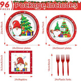 96 Pcs Christmas Party Supplies Paper Plates Napkins Merry Christmas