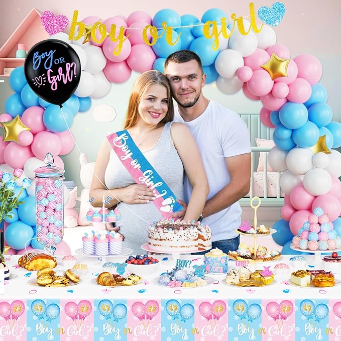170 PCs Baby Boxes Gender Reveal Decorations Hombae Boy or Girl