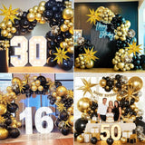 KARLURE Black and Gold Balloons Arch Kit with Black Gold Confetti