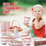 200 Pcs Strawberry Baby Shower Paper Plates Napkins Cups Baby Shower