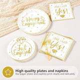 96Pcs Happy Engagement Party Supplies Gold Just Engaged Plates and