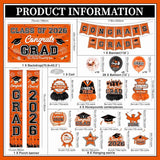 Graduation Decorations 2026 Orange Graduation Party Decor Set include