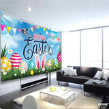 Large Happy Easter Banner 72x44 Inch Colorful Easter Eggs & Bunny