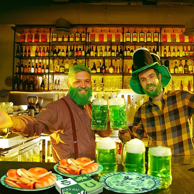 180PCS St Patrick's Day Party Supplies Shamrock Paper Plates &