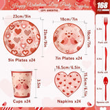 168PCS Red Love Heart Party Supplies for Valentines Galentines