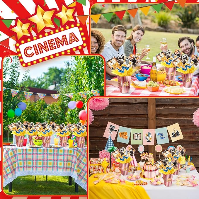 LemonRoad 6 Sets 74 Pcs Movie Night Party Centerpieces Movie Night