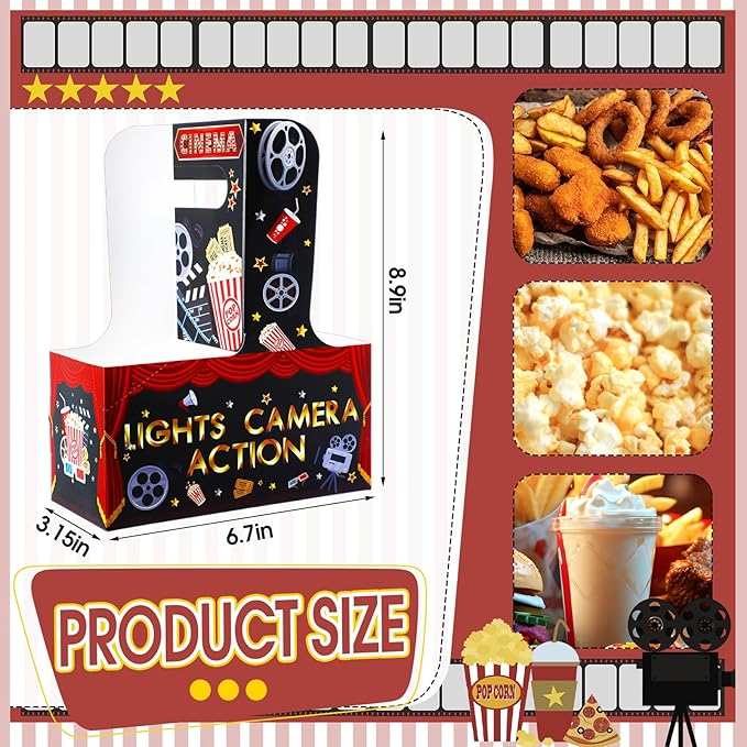20 Pieces Movie Night Snack Trays with Handles Movie Night Party