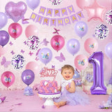 1st Birthday Decoration for Girls,Pink Purple 1st Birthday Balloon