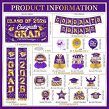 Graduation Decorations 2026 Purple and Gold Graduation Party Decor