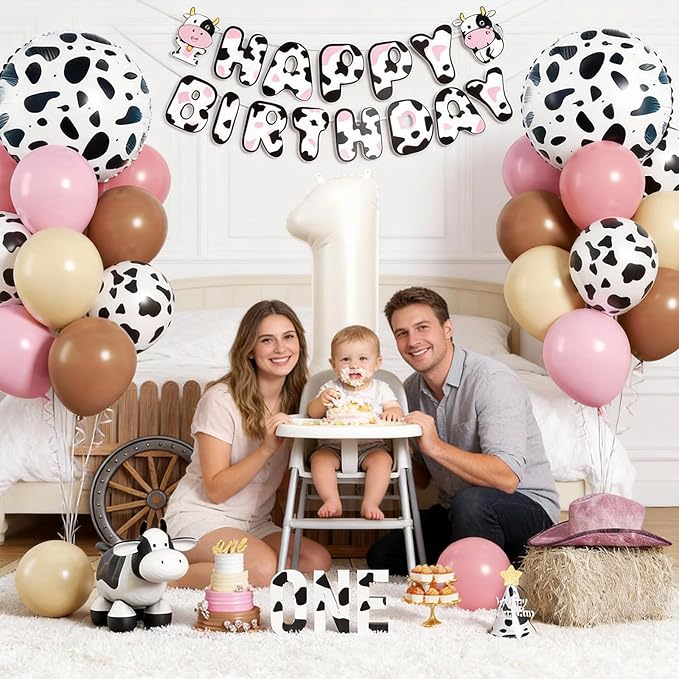 1st Birthday Decorations for Girls, 40 Inch Cream Number 1 Balloon,