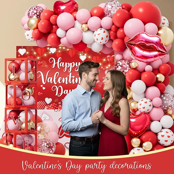 Valentine's Day Party Decorations Romantic Red Heart Valentine