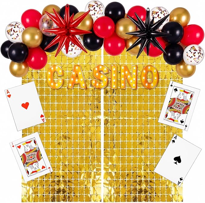 Casino Theme Party Decorations Casino Red Black Gold Balloon Garland