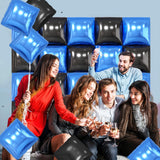 Metallic Blue and Black Square Foil Balloon Wall,19 Inches Double