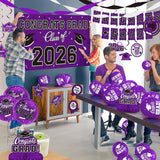 Purple Themed 2026 Graduation Decorations Set - Congrats Grad Banner,