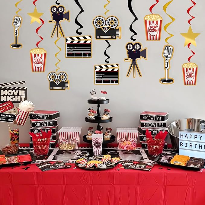 30Pcs Movie Night Party Supplies Hanging Decorations Movie Theme