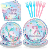 Grencian 96Pcs Mermaid Birthday Party Decorations Mermaid 7th
