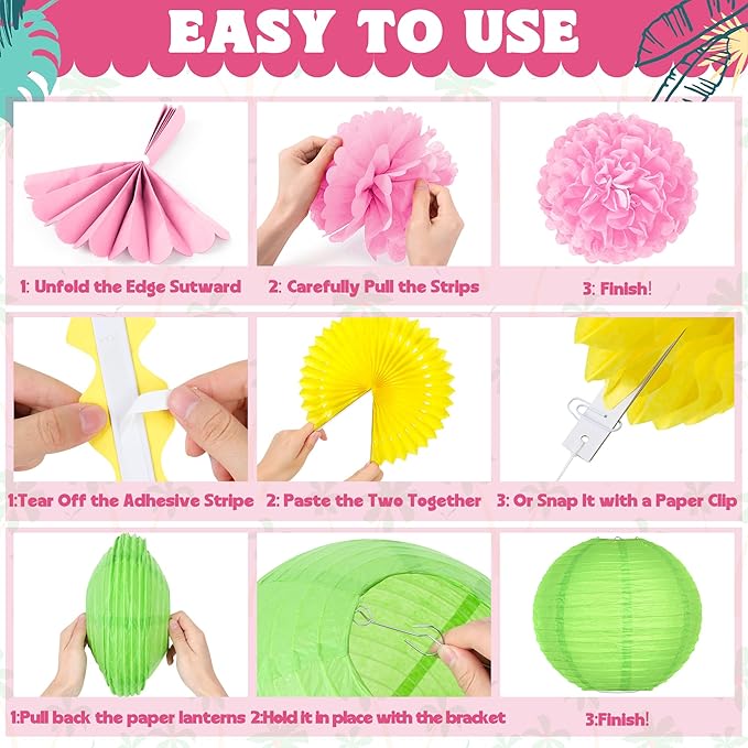 13PCS Hawaiian Party Decorations Luau Party Decorations Flamingo and