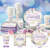 200 Pcs Butterfly Baby Shower Paper Plates Napkins Cups Girl Shower