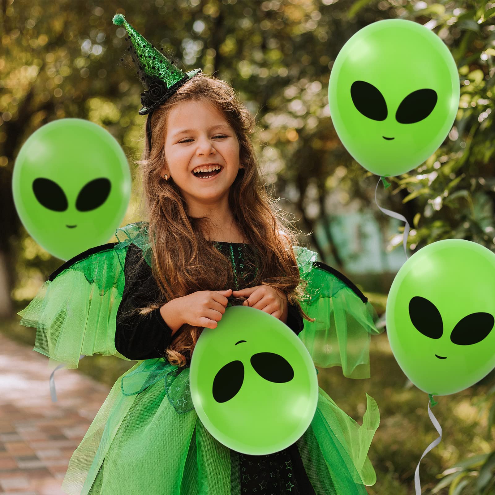 65Pcs Alien Balloons Green Alien Party Latex Balloons UFO