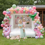 Dinosaur Balloon Garland Arch Kit Pastel Pink green and purple with