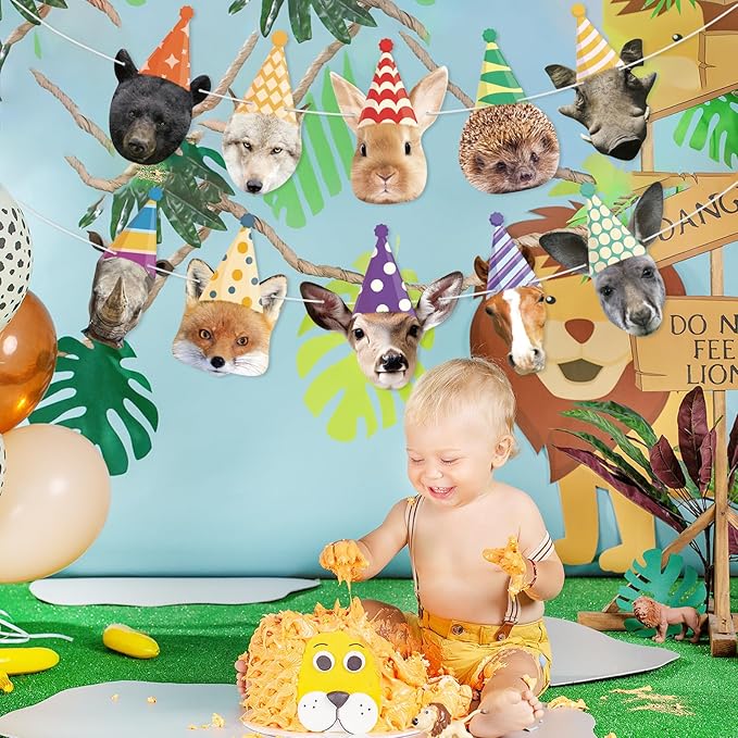Hooqict Safari Animals Happy Birthday Banner Animal Birthday