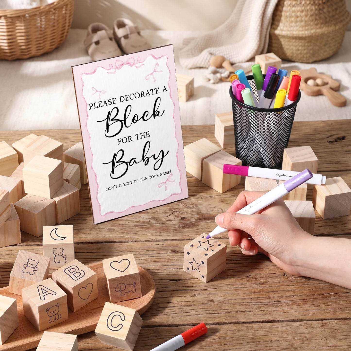 Tatuo 75 Pcs Baby Shower Block Games Here Comes The Son Baby Shower