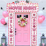3Pcs Pink Movie Night Porch Banner Decoration Movie Theme Party