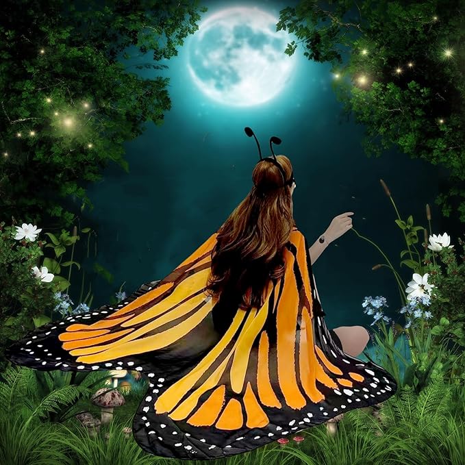 Halloween Butterfly Wings Costume for Womens Moth Wings Butterfly