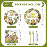 96Pcs African Safari Birthday Party Decorations Supplies Jungle