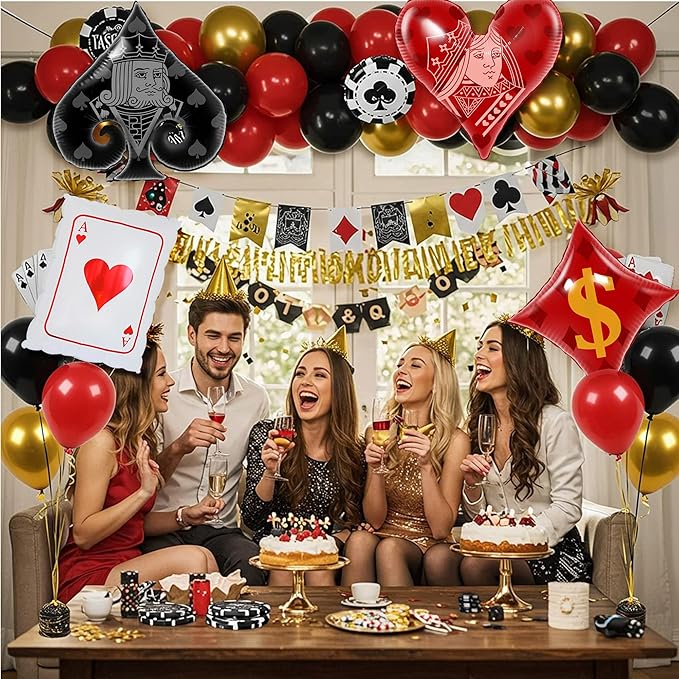 Casino Party Decorations 42Pcs Poker Night Balloons with Giant