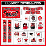 Graduation Decorations Red and Black Party Decor Set include Congrats