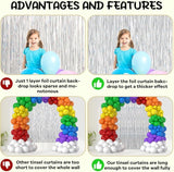 Voircoloria 2 Pack Laser Silver Foil Fringe Backdrop Curtains, Tinsel