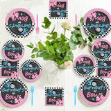 96 Pcs Gender Reveal Burnouts or Bows Party Plate and Napkins