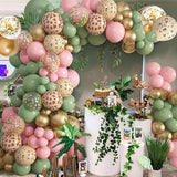 170Pcs Jungle Safari Balloons Garland Arch Kit Animal Printed Pink
