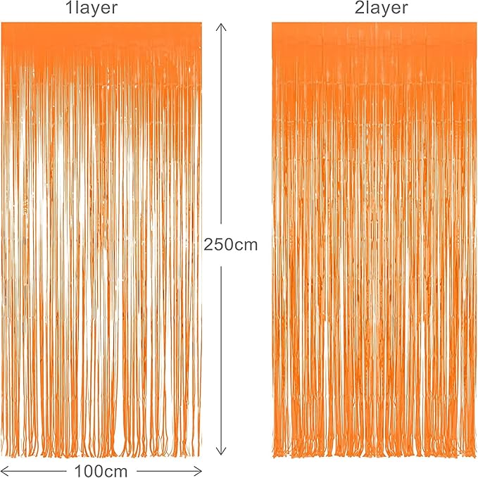Foil Fringe Curtains Halloweens Decorations - Orange Tinsel Photo