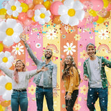 95 Pcs Hippie Boho Party Decorations Set Two Groovy Foil Fringe