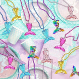 15 Pack Mermaid Sequin Necklace Party Favors with Mardi Gras Beads