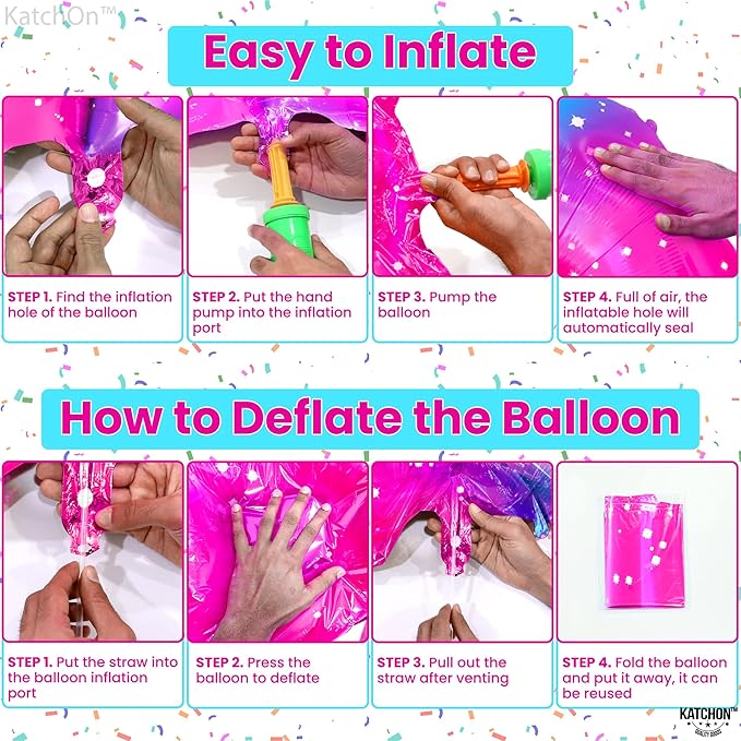 KatchOn, Rainbow 40 Inch 3 Balloon - Pink Blue | 3rd Birthday