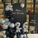 100pcs Black and Silver Balloons 12 Inch Metallic Silver and Black
