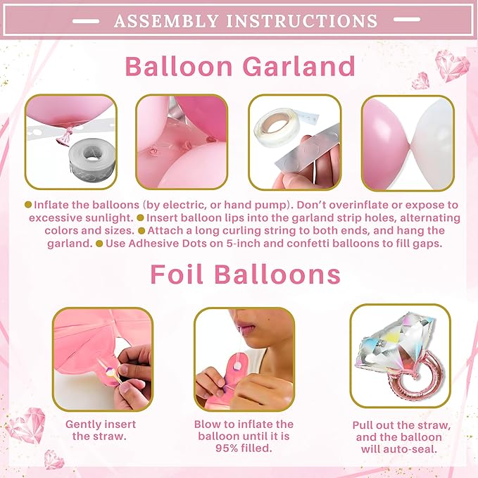 188 pc Pink Bridal Shower Decorations Includes Balloon Arch & Boxes