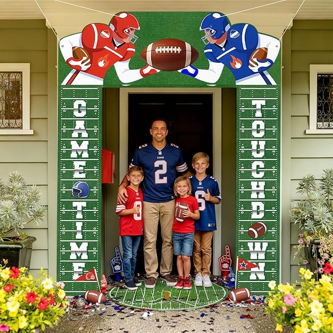 3 Pcs Football Party Decorations Porch Sign Banner Football Welcome