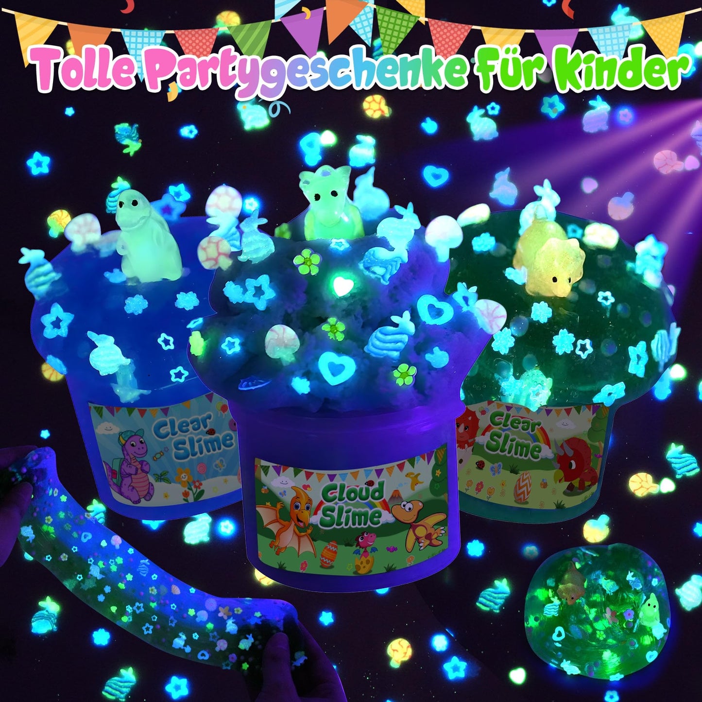 LAWOHO 6 Pack Dinosaurs Slime Kit for Kids - Cloud, Butter, Clear