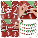 4 PCS Football Party Decorations Football Banner Flags Football Paper