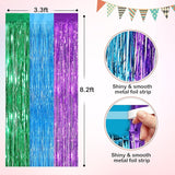 Rainbow Metallic Tinsel Foil Fringe Curtains, 2 Pack 3.3x8.3 Feet