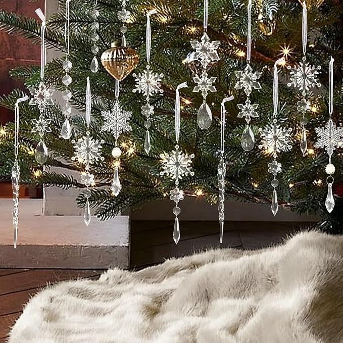 Christmas Tree Decoration Crystal Ornaments - 32pcs Acrylic Christmas