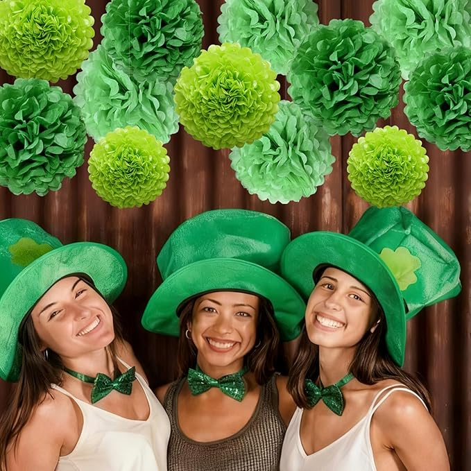 Green Tissue Paper Pom Poms for St.Patrick Day Irish Ceiling Wall