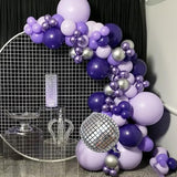Purple Silver Balloon Arch Kit Halloween Disco Dark Royal Purple