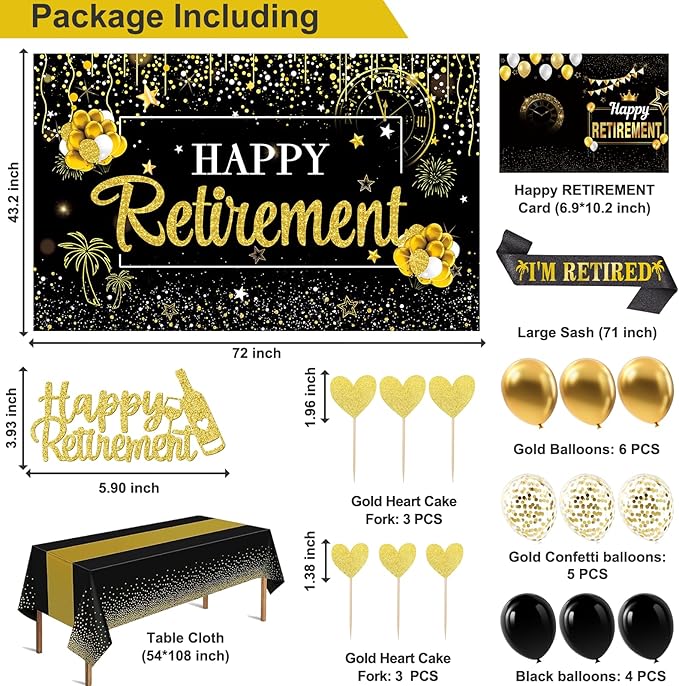 26Pcs Happy Retirement Party Decorations for Men Women with Happy