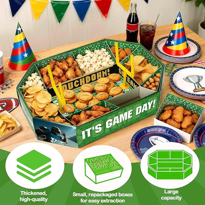Football Party Decorations 2026 Football Snack Stadium Food Tray Set